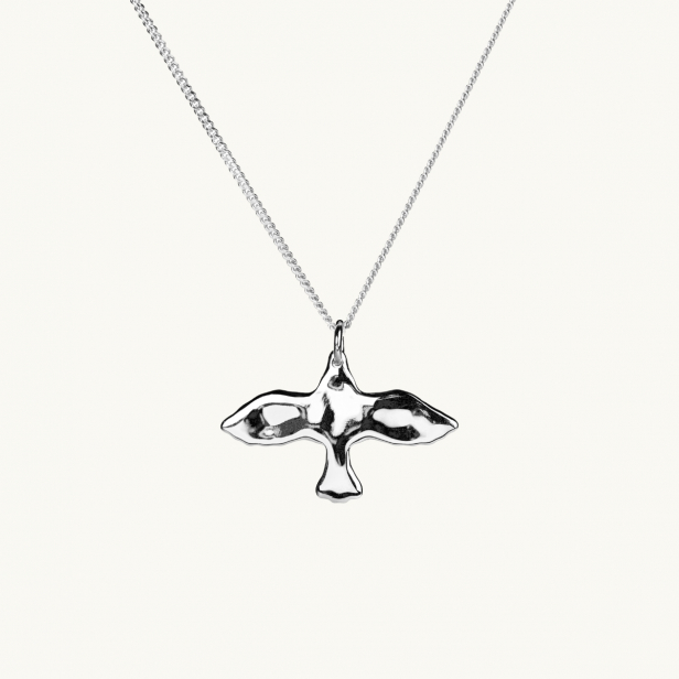 An uneven dove in sterling silver