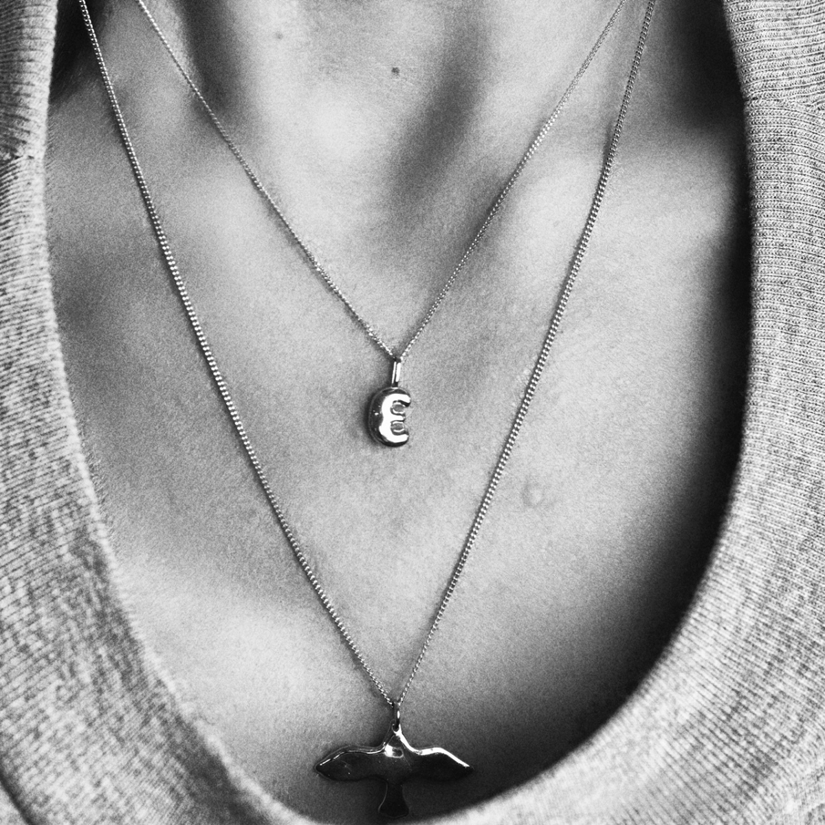 a letter pendant in sterling silver